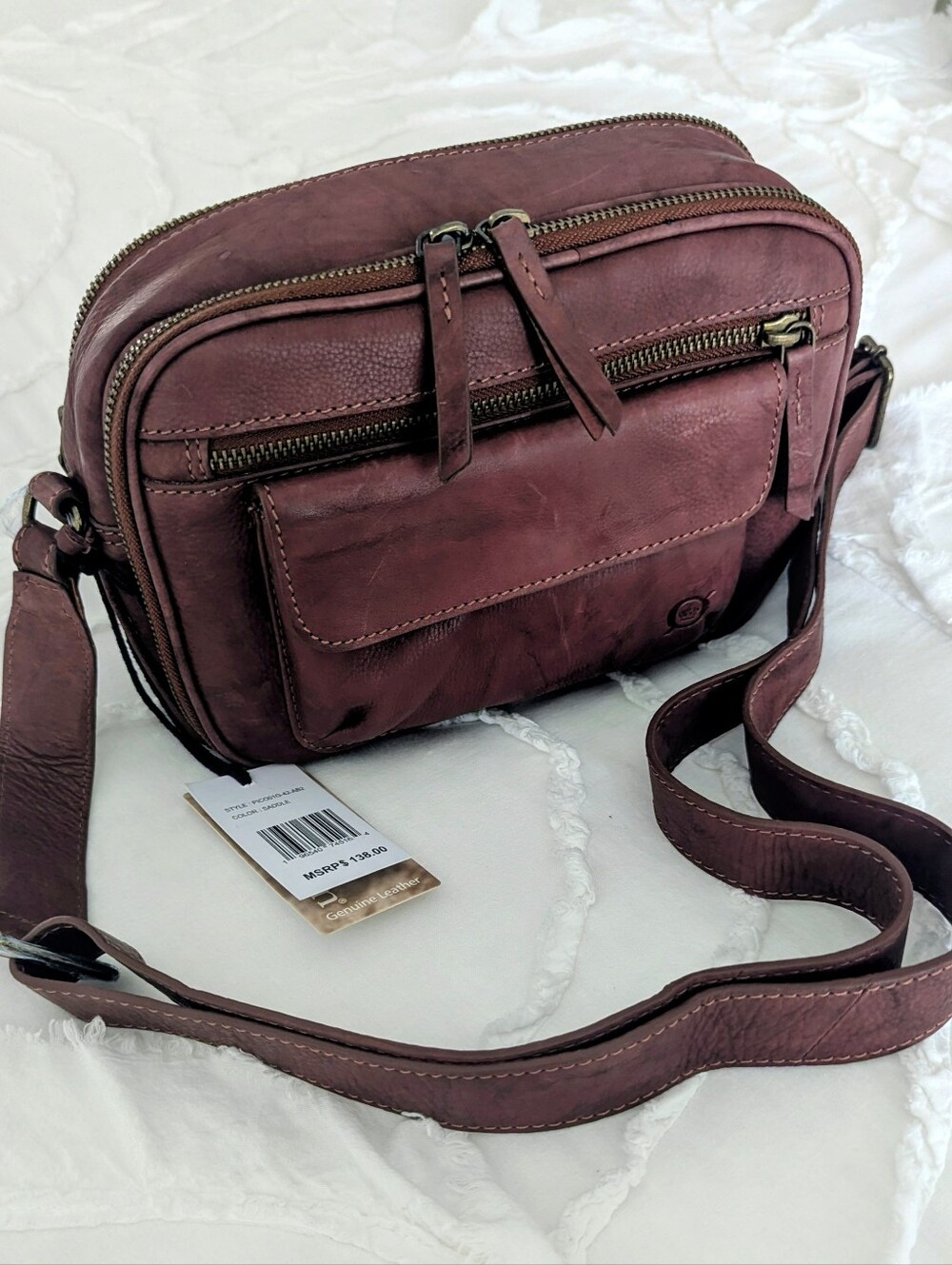 Born Leather Crossbody Bag in Rich Saddle- Classic Shoulder Bag